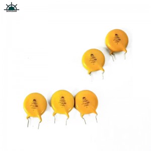 ODM OEM Čína Přepěťová skříň Ochranné zařízení Žlutá epoxidová pryskyřice Průměr 14mm 14d681 Oxid zinečnatý Varistor Resor