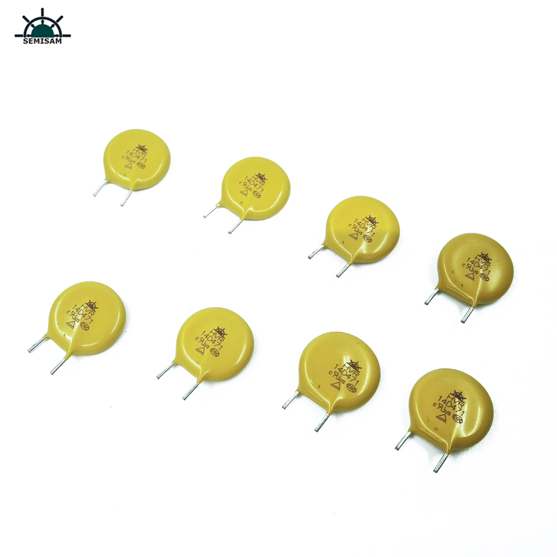Výrobce Čína Existují produkty, žlutý řez krátký Kink Mov rezistor14mm 14d471 470V varistor Mov