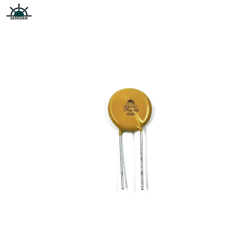 Čína ODM Elektronika komponenty, žlutý MOV 20mm HVR20D681K Oxid zinečnatý Varistor pronapájecí zdroje