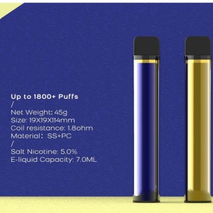 XXL jednorázové pod zařízení cigarety 1800 Puffs Předplněné vape pero 7ml Cartridge 950mAh E-cigarety