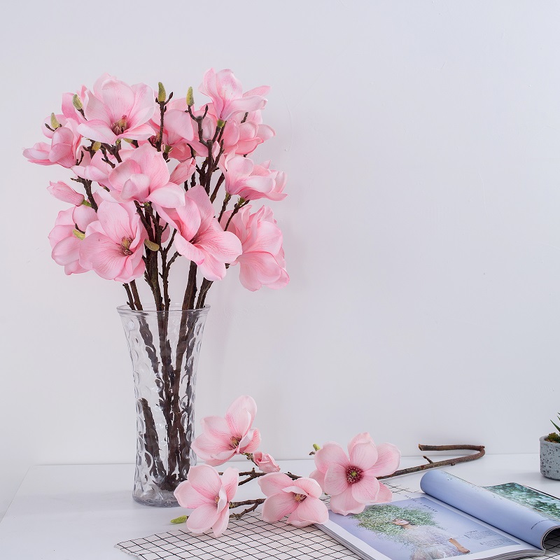 Továrna přímo zásobování Jeden dlouhý větev Magnolia květina umělá květina pro prodej