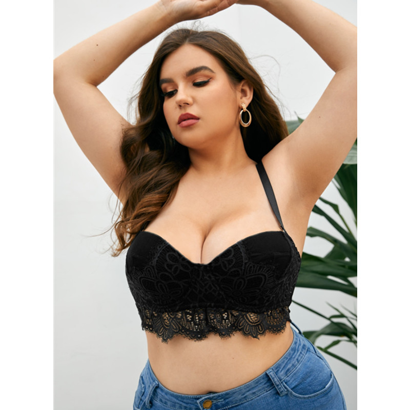 Nový design krajky podprsenka sada výšivka Sexy žena plus velikost shromáždit tvarování spodní prádlo kalhotky