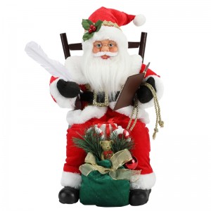 45 cm Santa Claus sedína židli psaní a čtení knihy Dekorace Figurka Collection Fabric Holiday Festival Custom Položka