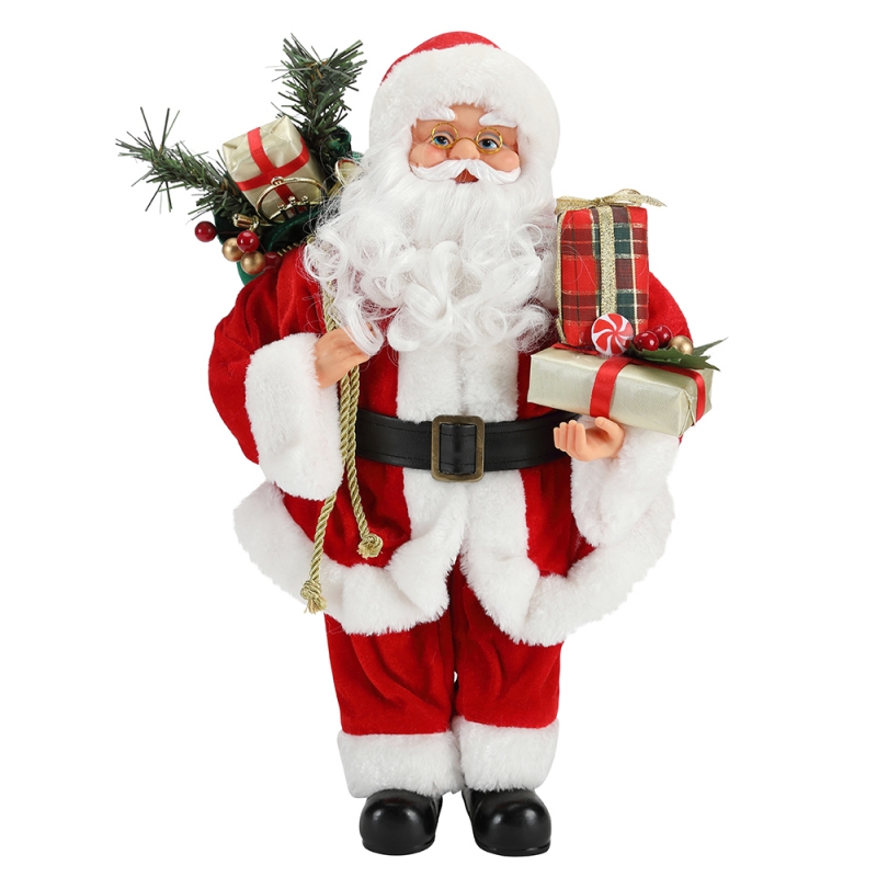 42cm Vánoční stojící Santa Claus Ornament dekorace Figurka Collection Fabric Holiday Festival Xmas Plush Custom Položka
