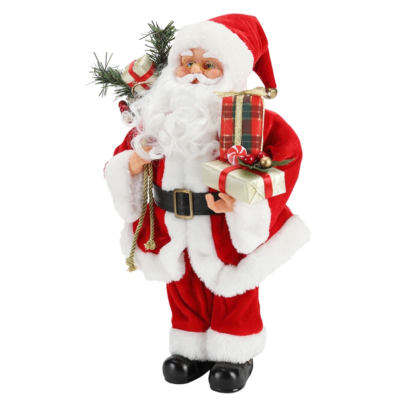 42cm Vánoční stojící Santa Claus Ornament dekorace Figurka Collection Fabric Holiday Festival Xmas Plush Custom Položka