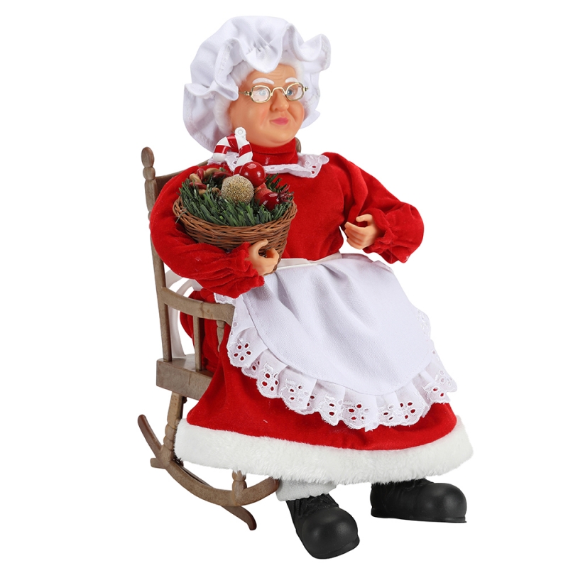 45 cm animované santa ženy sedína židli elektrické hudby pohybující se vánoční dekorace figurka panenka tkanina rekreační festival