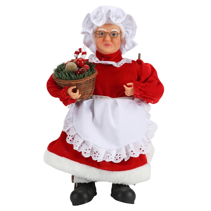 45 cm animované santa ženy sedína židli elektrické hudby pohybující se vánoční dekorace figurka panenka tkanina rekreační festival