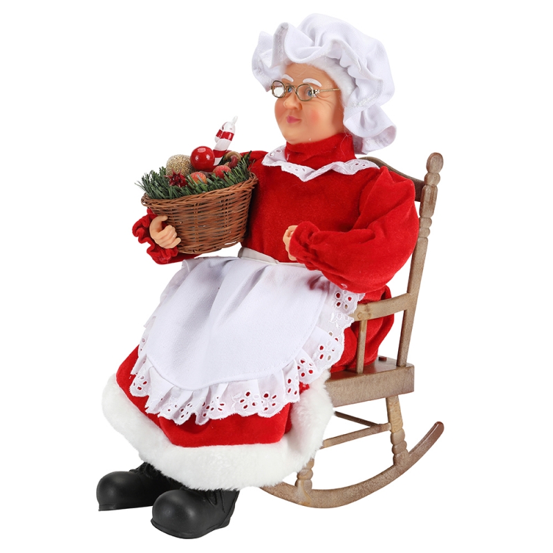 45 cm animované santa ženy sedína židli elektrické hudby pohybující se vánoční dekorace figurka panenka tkanina rekreační festival