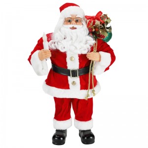 62cm Vánoční stojící Santa Claus s Svícen Ornament Dekorace Figurka kolekce Fabric Holiday Festival Xmas Plush