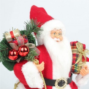 14inch stojící červené vánoční Santa Claus figurka s dárkové krabice borovice jehly plast tradiční ornament rekreační dekorace