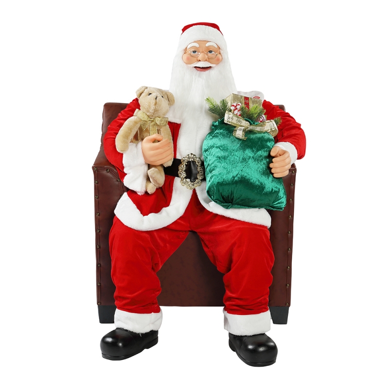 100cm Vánoční animovaná pohovka Santa Claus s osvětlením hudební ornament dekorace tradiční dovolená figurka kolekce