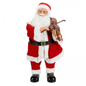 80 cm animované vánoční osvětlení hudební santa claus s housle ornament dekorace tradiční rekreační figurka kolekce