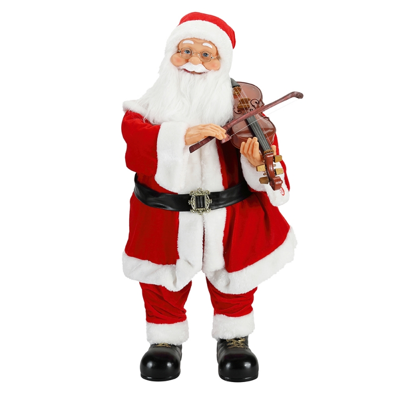 80 cm animované vánoční osvětlení hudební santa claus s housle ornament dekorace tradiční rekreační figurka kolekce