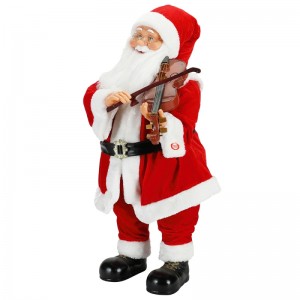 80 cm animované vánoční osvětlení hudební santa claus s housle ornament dekorace tradiční rekreační figurka kolekce