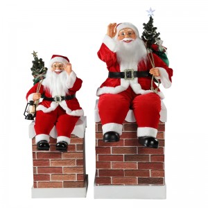 60n100cm Vánoční komín Animované Santa Claus s osvětlením hudební ornament dekorace figurka kolekce dovolená knd