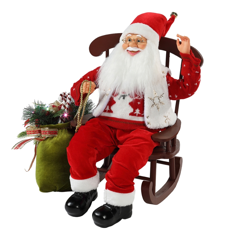 55cm židle Animované Santa Claus s lehkým vánoční ozdoba figurka dekorace vánočními panenky Dovolená kolekce Domácí dárky