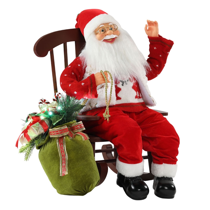 55cm židle Animované Santa Claus s lehkým vánoční ozdoba figurka dekorace vánočními panenky Dovolená kolekce Domácí dárky