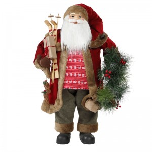 30 ~ 110cm Vánoční stojící Santa Claus s věncem Ornament Dekorace tradiční figurka kolekce vánoční série