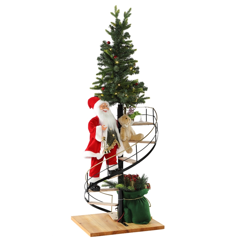 60 cm vánoční schodiště Santa Claus s osvětlením hudební ornament dekorace festivalu dovolená figurka kolekce tradiční