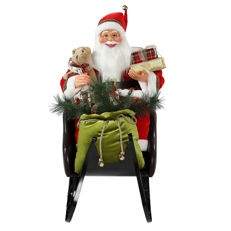 80cm Silm Sáně Santa Claus s osvětlením Ornament Vánoční dekoraceRadiční dovolená Figurka Collection