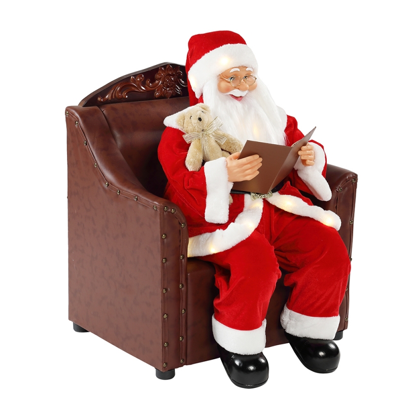80 cm pohovka santa claus s osvětlením hudební ornament vánoční dekorace rekreační figurka kolekce tradiční vánoční