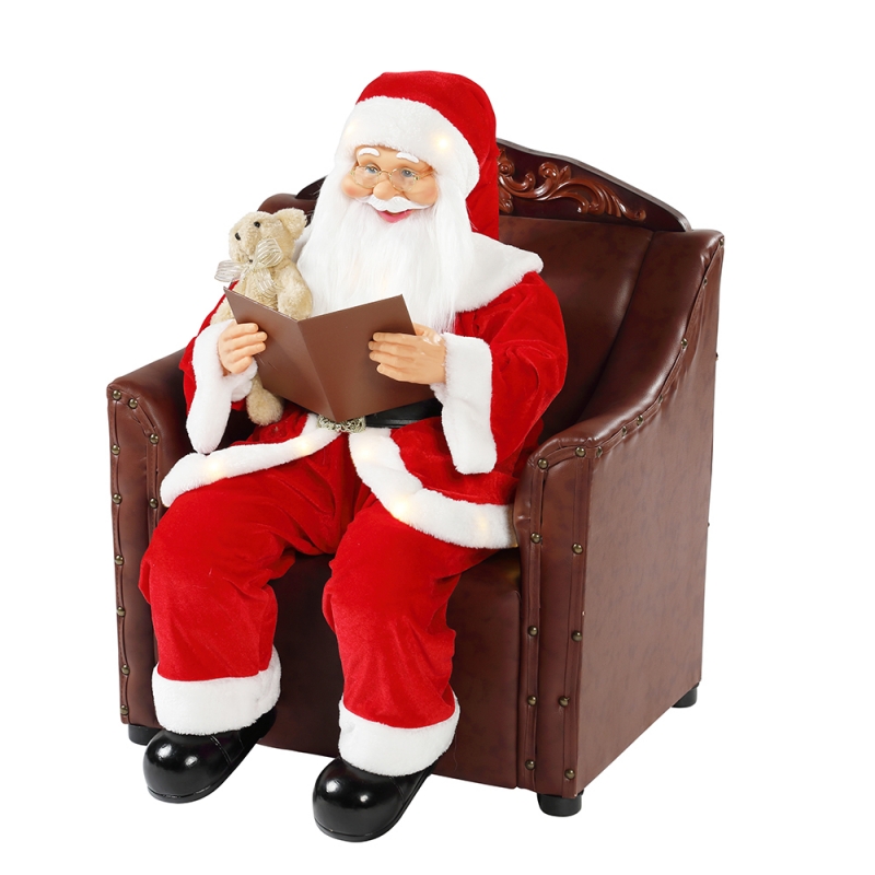 80 cm pohovka santa claus s osvětlením hudební ornament vánoční dekorace rekreační figurka kolekce tradiční vánoční