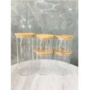 Nejlepší kvalita Clear Skleněná kuchyně Storage Canister JAR Set