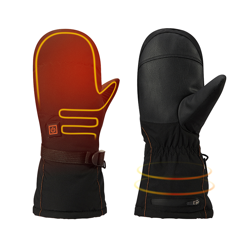 2200MAH Zimní elektrické vyhřívané kožené rukavice, vodotěsné topné rukavice pro rybaření