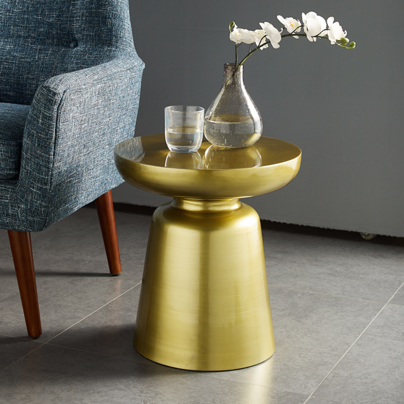 Bronzový kov severský kulatý boční stůl moderní pro obývací pokoj domácínábytek