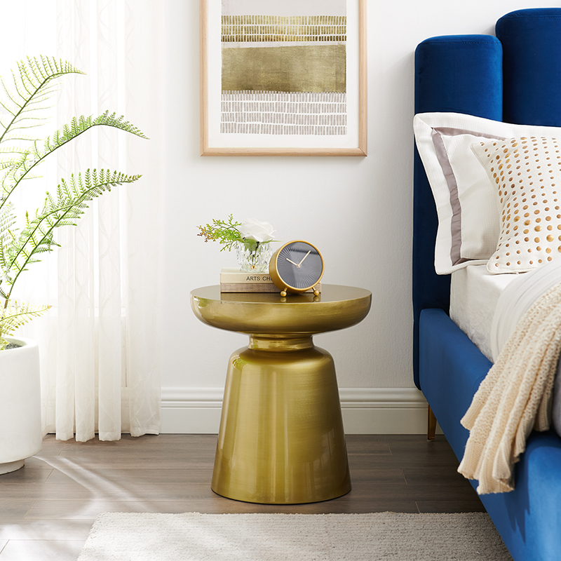 Bronzový kov severský kulatý boční stůl moderní pro obývací pokoj domácínábytek