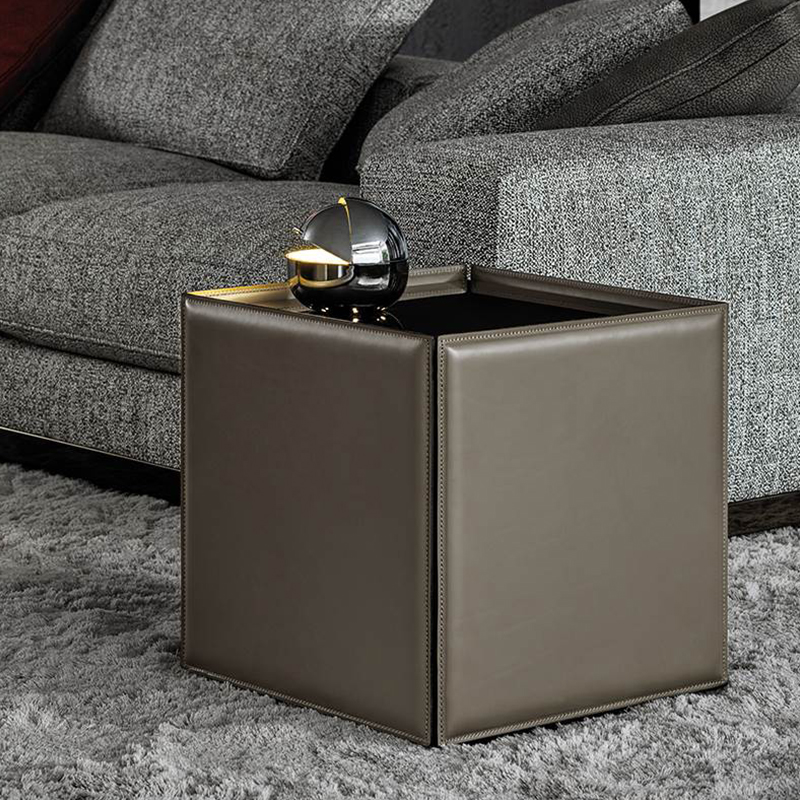 Italský minimalistický design centra end tabulkanízká výška moderní mramorový vrchní čtvercový kožený konferenční stolek pro obývací pokoj
