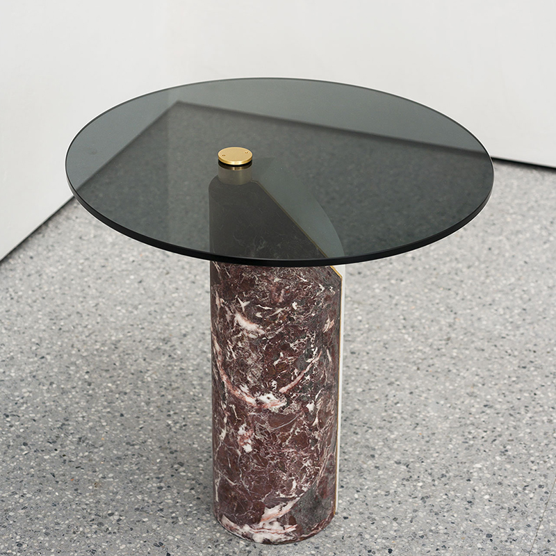Italský design tvrzené skleněné skleněné konferenční stolek moderní mramorový soklount kulatý boční stůl pro obývací pokojnábytek