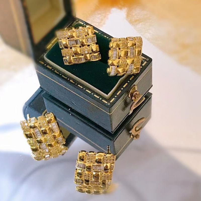 Tuochen šperky Gold Hoop Náušnice Design 9K N10K N14K N18K Zlatý Hoopnáušnice pro ženy