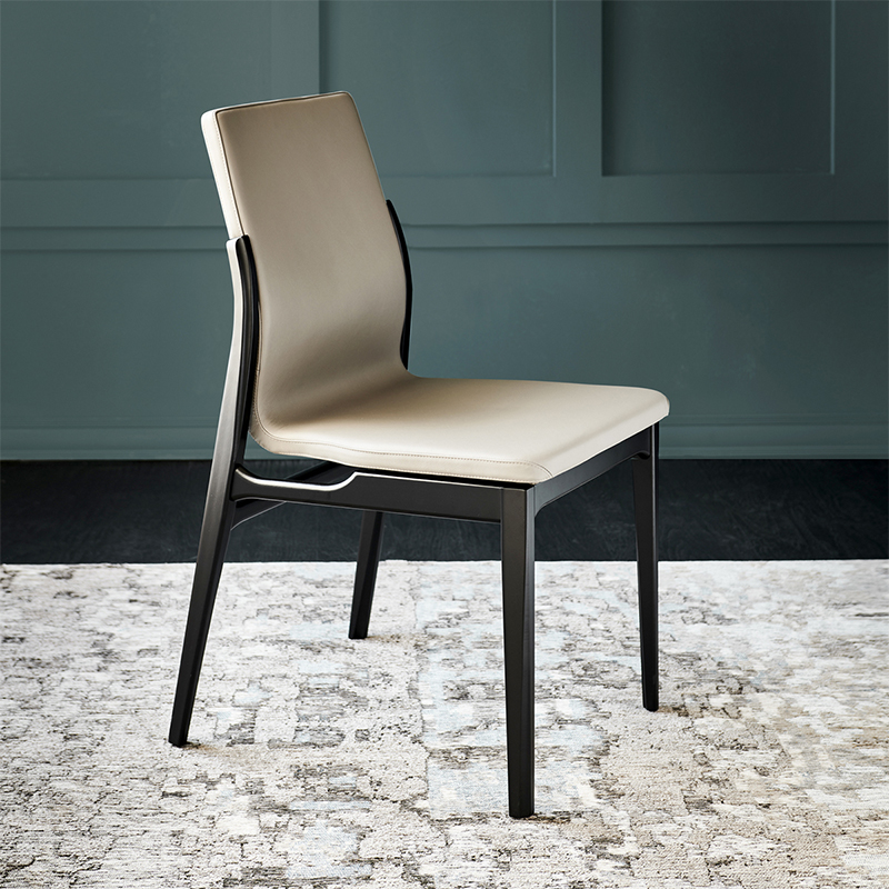 Nábytek pro domácnost Jídelna Židle Set 6 Židle Dřevěná kůže Luxusní moderní jídelní židle