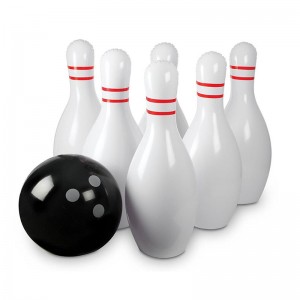 Nafukovací bowling sada zahrnuje jeden velký míč a 6nafukovací bowlingové piny jumbo bowling set game pro děti