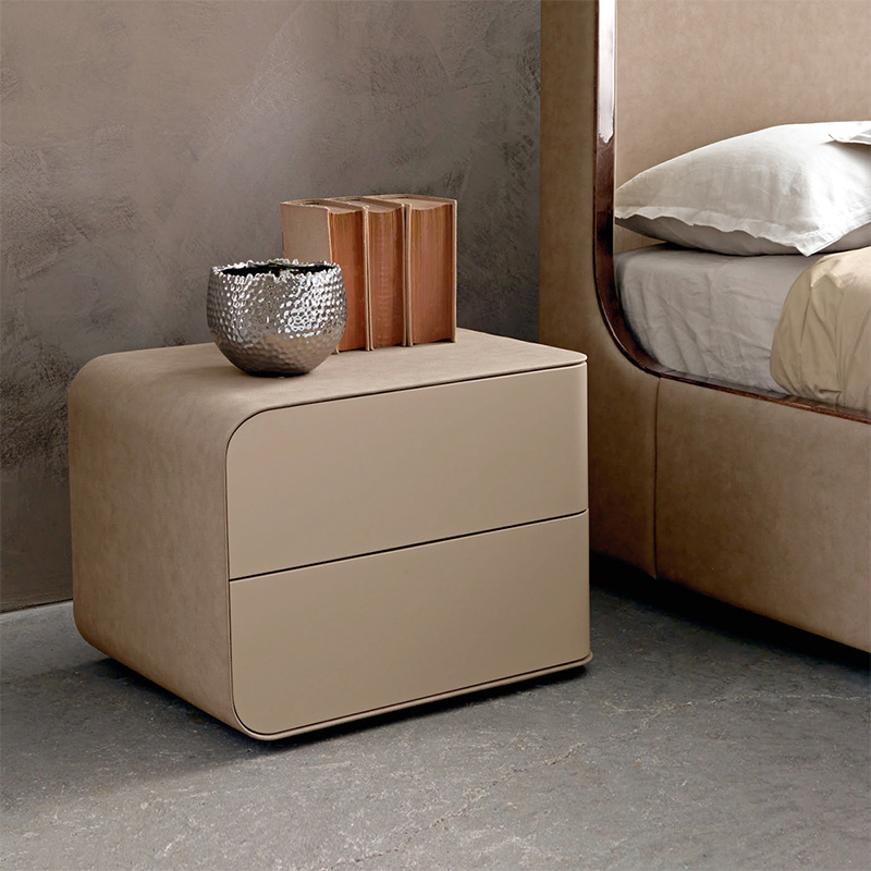 Hnědá koženánoční stojan Mini malý moderní luxusní kulatý postel stůl úzký