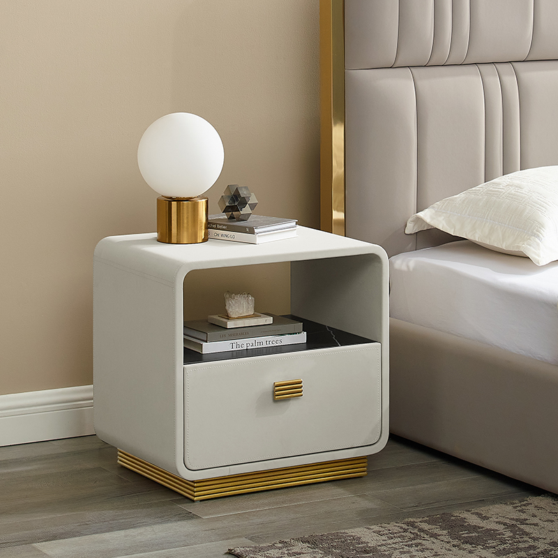 Francouzskýnoční stojan Hotel Night Stand Luxury Modern Style Bedside stůl kůže