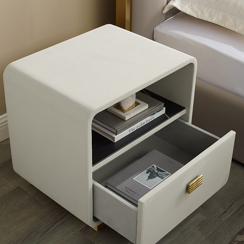 Francouzskýnoční stojan Hotel Night Stand Luxury Modern Style Bedside stůl kůže