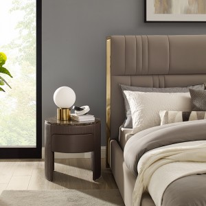 Evropský styl bílá kůže Moderní luxusnínoční stolek mramorovýnodový stolek kolo