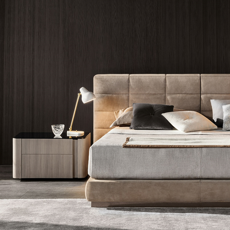 Vysoce kvalitní ozdobený italský hotel ložnice zásuvkanábytku Noční stojan Velvet Modern Luxury Bedside Table Noční stolky
