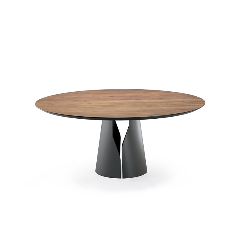 Skandinární prostor pro úsporu ocelového podstavec ořechů s pevným dřevem kulatý jídelní stůl 6 Seater