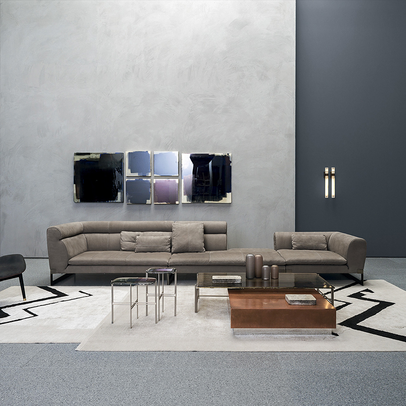 Italská luxusní zlatánoha 7 Seater l Shape rohový sekční pohovka sadanábytku
