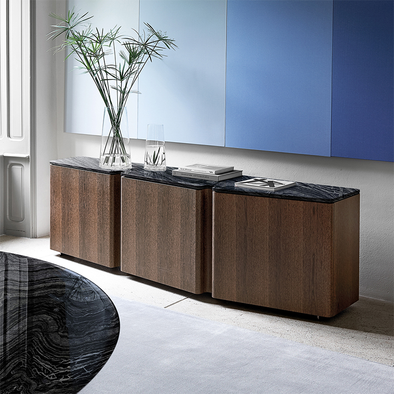 Italský luxusní barový bufet dřevěný televizní kabinet Design černé mramorové horní příborník