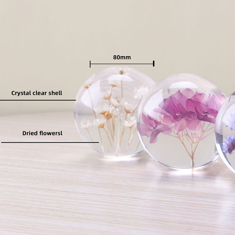 Vlastní 3d 7cm 8 cm 9 cm pryskyřice Orb Natural Flower Rostliná skutečná pampeliškana vánoční dárky Crystal Glass Home Decor