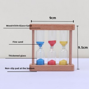 Továrna může být přizpůsobena 3 v 1 přesýpacích hodinách dřevěné skleněné pískové časovač pro kuchyň vaření Evropský kreativní dřevěný kov rotující přesýpací hodiny časovač