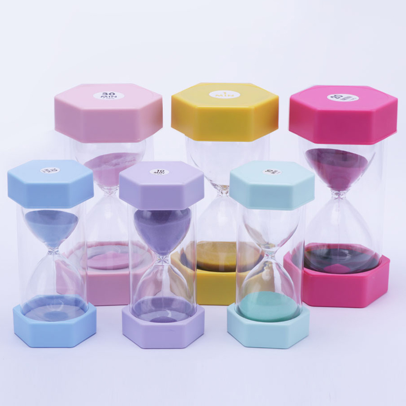 30minutová učitelka písečná hodina fialová hexagon plastová hodina přesýpací hodiny pro domácí dekorace a vzdělání