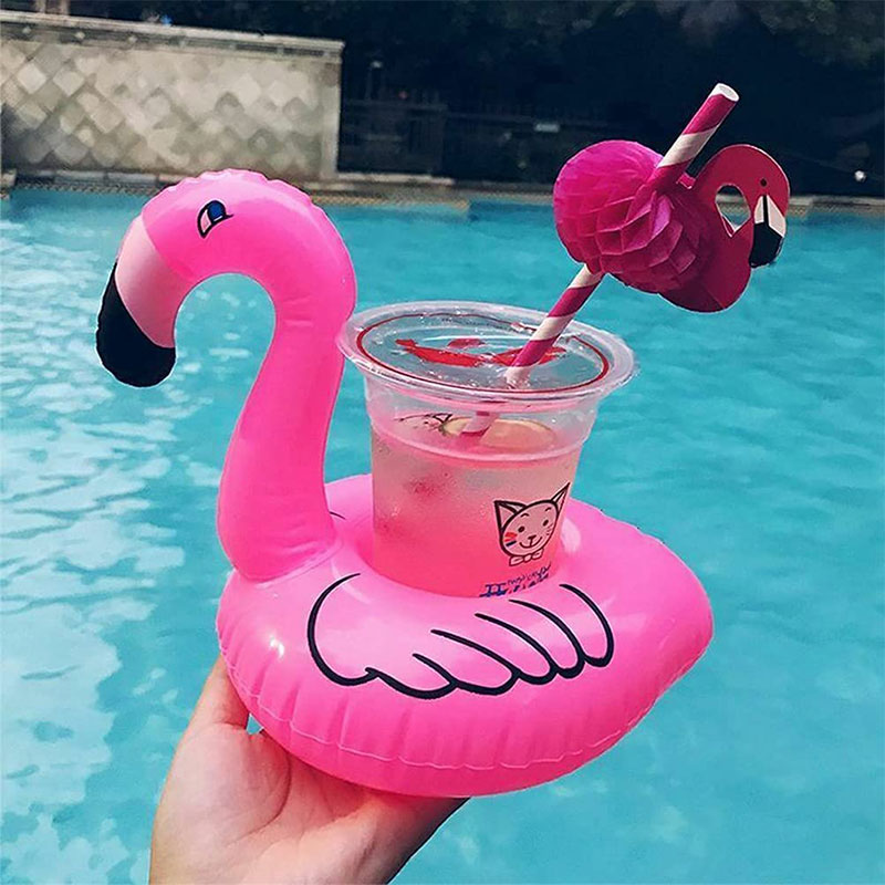 Mini pohár držáknafukovací flamingo pití plováknanápoj sedadla