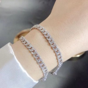 Šperky Tuochen 18K/14K/10K Gold Cuban Bracelet s diamantem/moissanite Stone pro muže