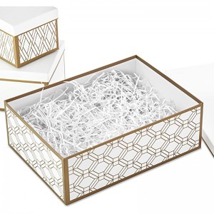 Hallmark vnořené dárkové krabičky s víky a výplně (sada 3, bílé a zlaté,nejrůznější velikosti) pro svatby, svatební sprchy, družičky, Vánoce, Hanukkah, Narozeniny, Valentýn \\\\\\\\\\\\ den