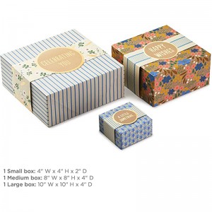 Hallmark Gift Boxys With Wrap Bands, Asforred Velices (3-Pack: roztomilé květiny a pruhy) knarozeninám, svatební sprchy, den matky,nejlepší přátelé